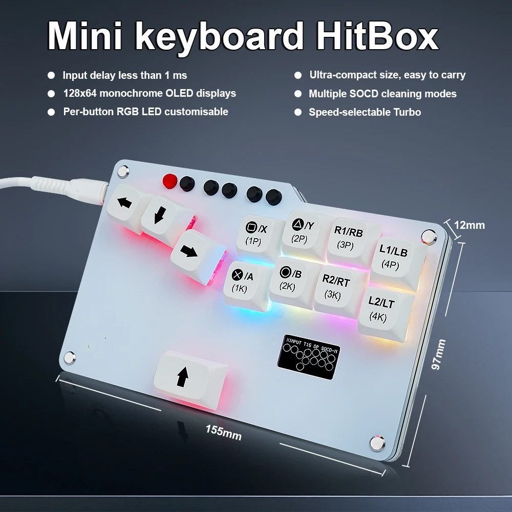 Gaming Keyboard Mini - Hitbox-Mini clavier de poche GP2040 CE